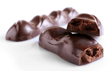 Broken chocolate stick, isolated on white