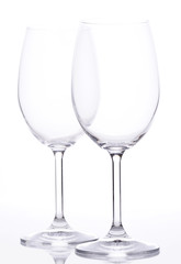2 empty wine glasses
