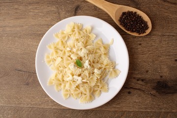 Farfalle pasta with blue cheese