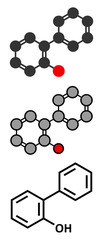 2-Phenylphenol biocide molecule. Commonly used preservative