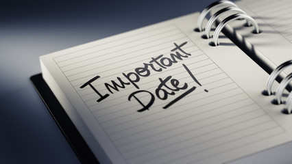Closeup of a personal agenda setting an important date represent