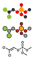 Dichlorvos organophosphate insecticide molecule. 