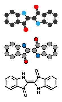 Indigotin indigo dye molecule. Used to color cotton.