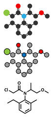 Metolachlor herbicide (weed killer) molecule.
