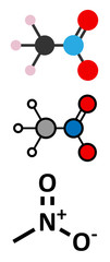 Nitromethane nitro fuel molecule. Used as fuel to power rockets.