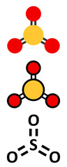 Sulfur trioxide pollutant molecule. 