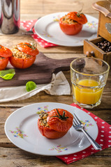 Baked tomatoes stuffed with herbs