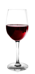 Glass of red wine on light background