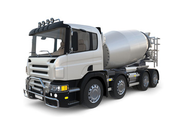 Obraz na płótnie Canvas Concrete mixer truck on white background