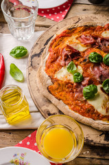 Pizza margherita rustic style
