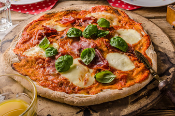 Pizza margherita rustic style