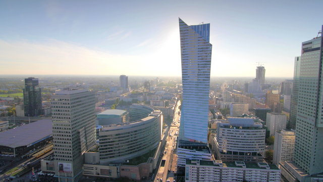 Urban skyline of Warsaw center