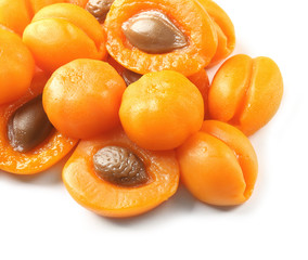 Fruit apricot jelly candies isolated on white