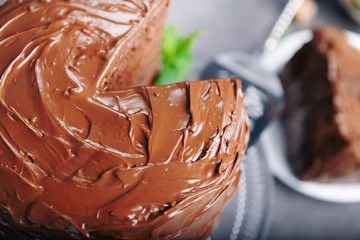 Chocolate pie, closeup