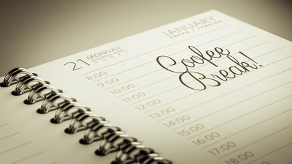 Closeup of a personal calendar setting an important date represe