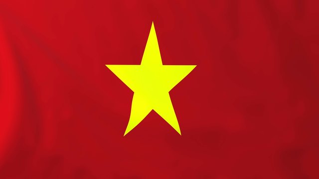 Flag of Vietnam, slow motion waving. Rendered using official design and colors.