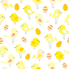 vector seamless Easter pattern with  birds and eggs