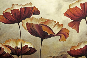 Obraz premium Painting poppies with texture