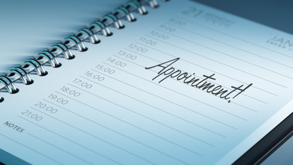 Closeup of a personal calendar setting an important date represe