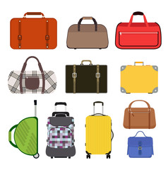 Travel bag vector illustration icons collection