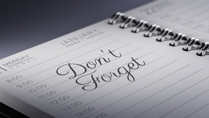 Closeup of a personal calendar setting an important date represe