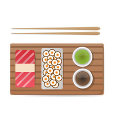 Vector sushi and rolls set isolated on white background