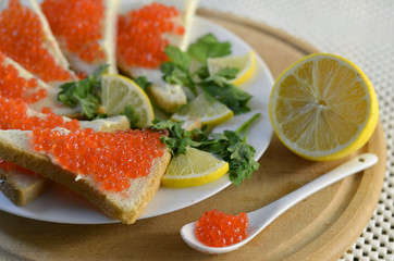 sandwiches with red caviar