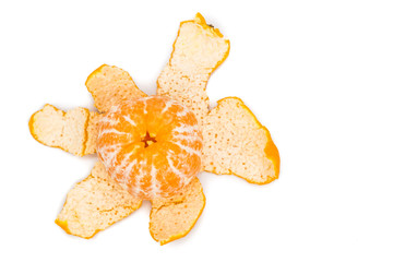 Naklejka na ściany i meble Peeled sweet and juicy mandarin oranges on white background