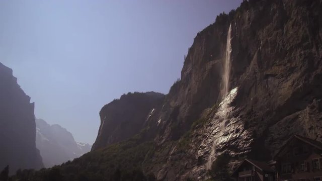 Static shot of a staubbach falls from Lauterbrunnen Valley