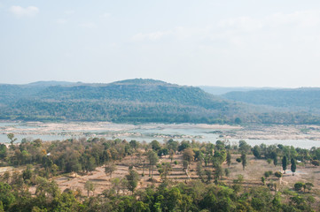 Fototapeta na wymiar landscape of Pha Taem National Park, Ubon Ratchathani province ,
