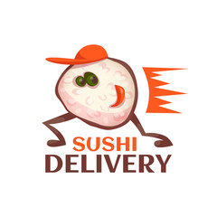 Sushi delivery character. Vector illustration. 
