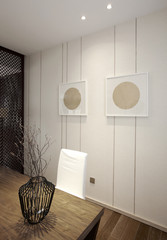 Elegant minimalist house interiors,Study room