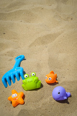 Fototapeta na wymiar Colorful plastic toys