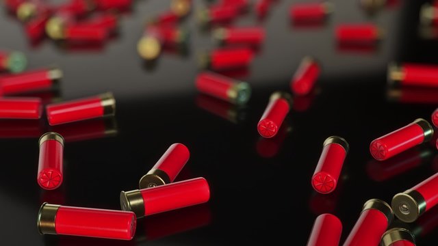 Messy Shotgun Shells on Reflective Surface 3