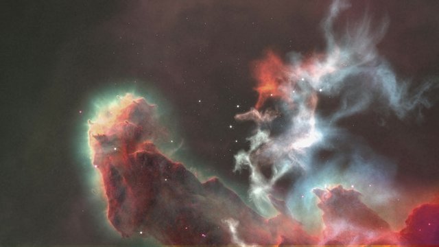 fly through outer space nebula and stars