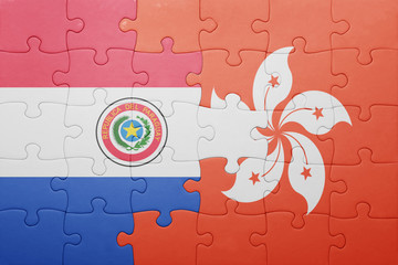 puzzle with the national flag of paraguay and hong kong