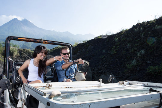 man and woman adventure