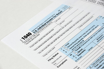 close up on 1040 tax form