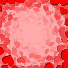 Valentines Day card with circulary scattered hearts