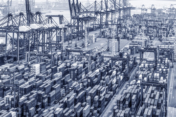 Fototapeta premium industrial port with containers