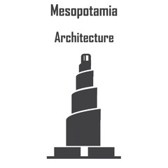Mesopotamia architecture, ziggurat icon vector.