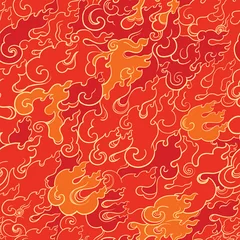 Fotobehang abstract fire seamless pattern © Shusha Guna