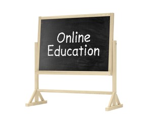 Fototapeta premium Online education concept. Blackboard, chalkboard isolated on white