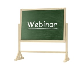 Webinar concept. Blackboard, chalkboard isolated on white