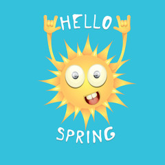 sun hand rock n roll icon vector . Spring 