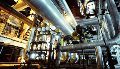 Industrial zone, Steel pipelines, valves and pumps