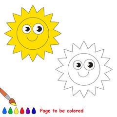 Sun in vector cartoon to be colored.