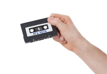 Vintage audio cassette tape, isolated on white background