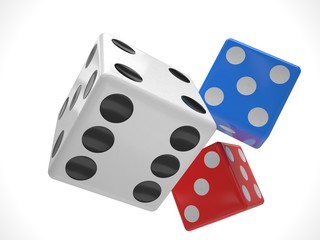 three dices on white