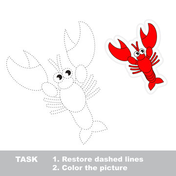 Lobster to be traced. Vector trace game.